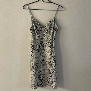 White and Black Satin Dress